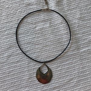 Sterling Silver Black Leather Cord Necklace